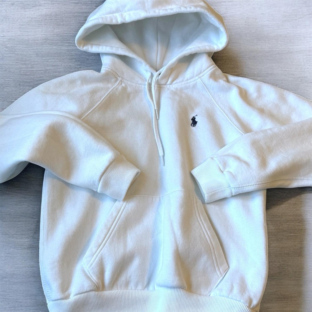 Polo Ralph Lauren Kids White Fleece Long Sleeve Hooded Sweater Size XS